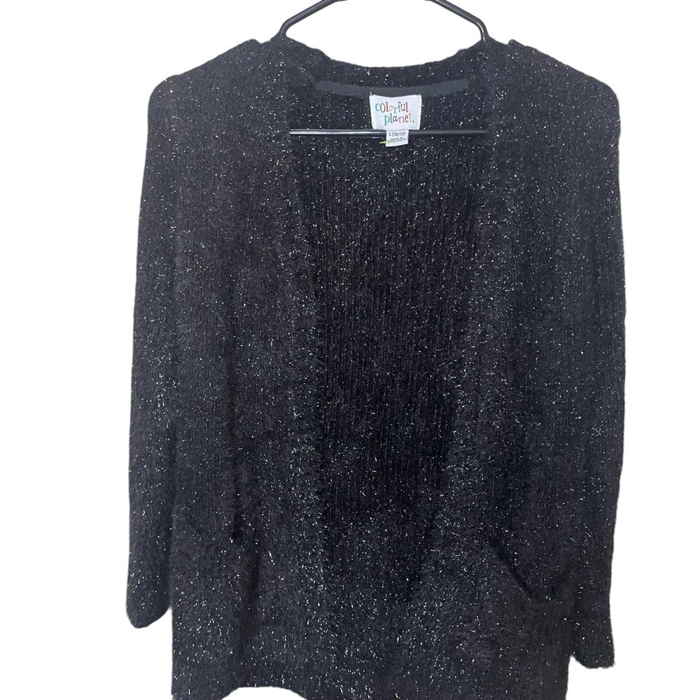 Vintage Colorful Planet glitter Fluffy Furry Cardigan
